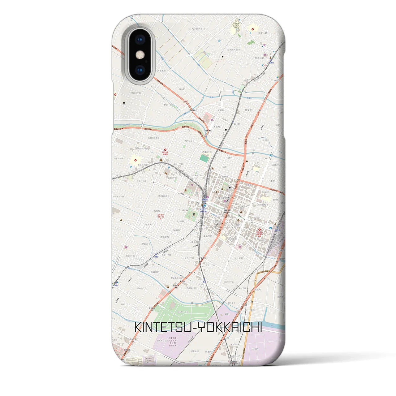 【近鉄四日市(三重県)】地図柄iPhoneケース(バックカバータイプ)