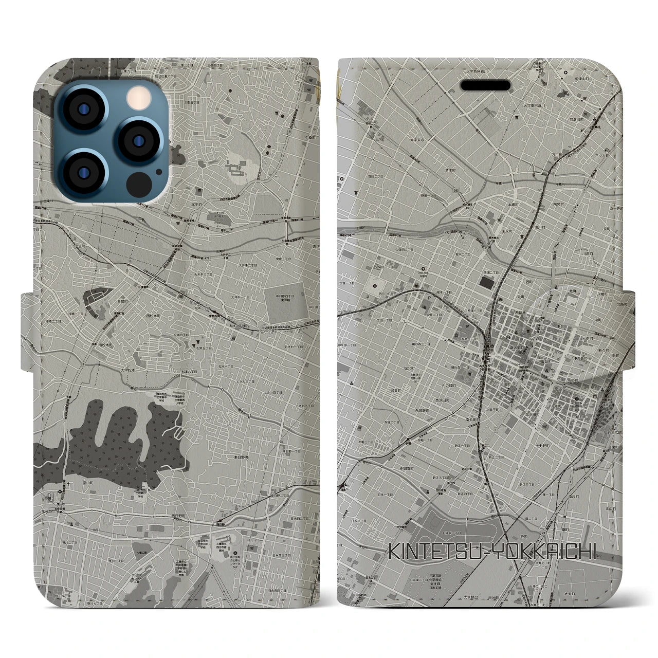 【近鉄四日市(三重県)】地図柄iPhoneケース(手帳タイプ)