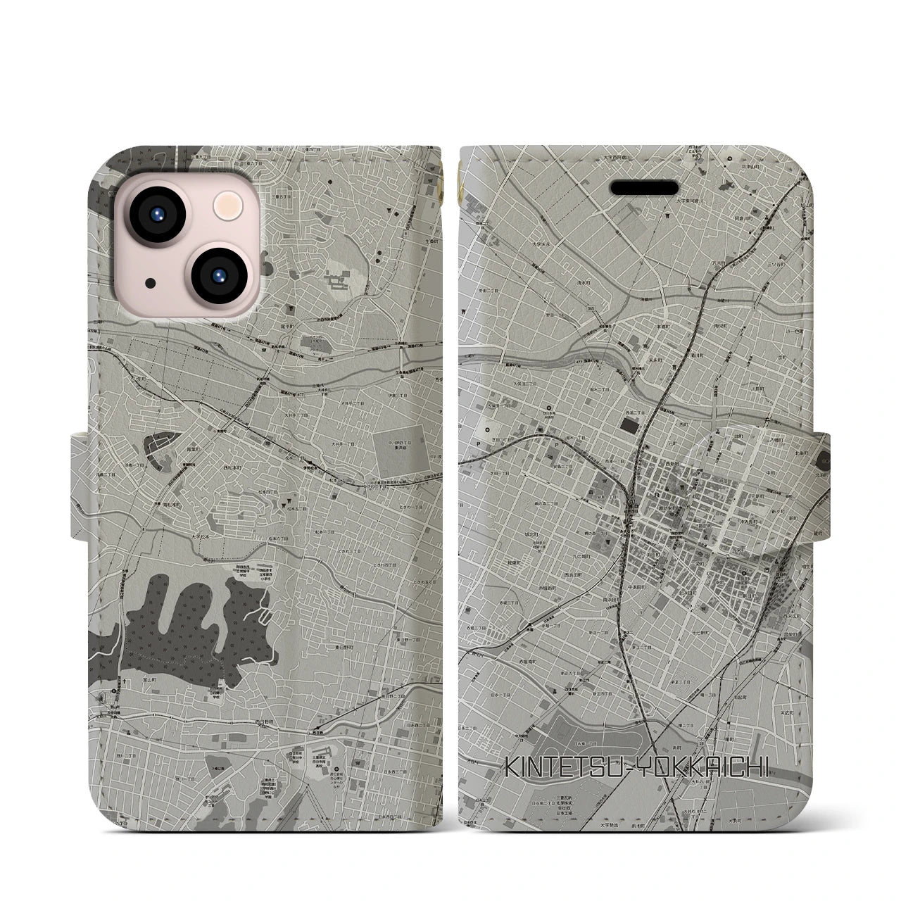 【近鉄四日市(三重県)】地図柄iPhoneケース(手帳タイプ)