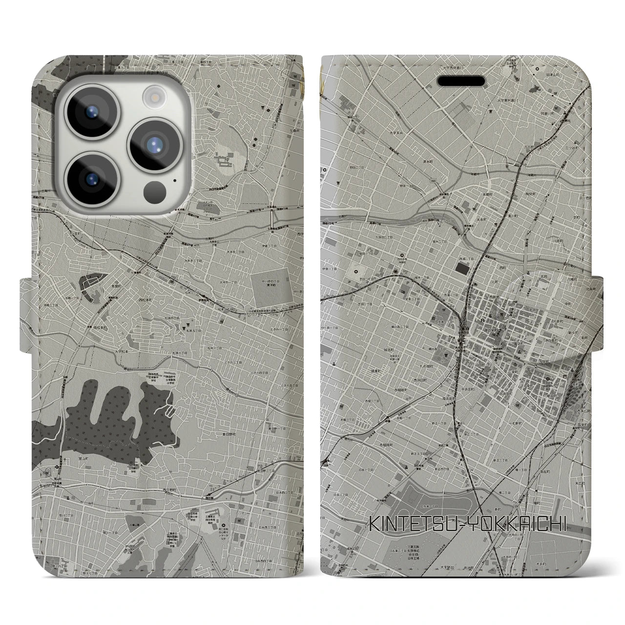 【近鉄四日市(三重県)】地図柄iPhoneケース(手帳タイプ)