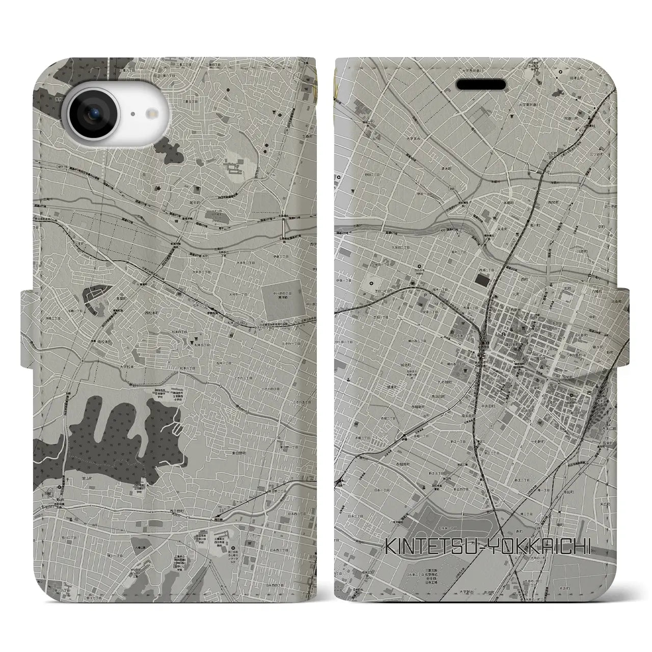 【近鉄四日市(三重県)】地図柄iPhoneケース(手帳タイプ)