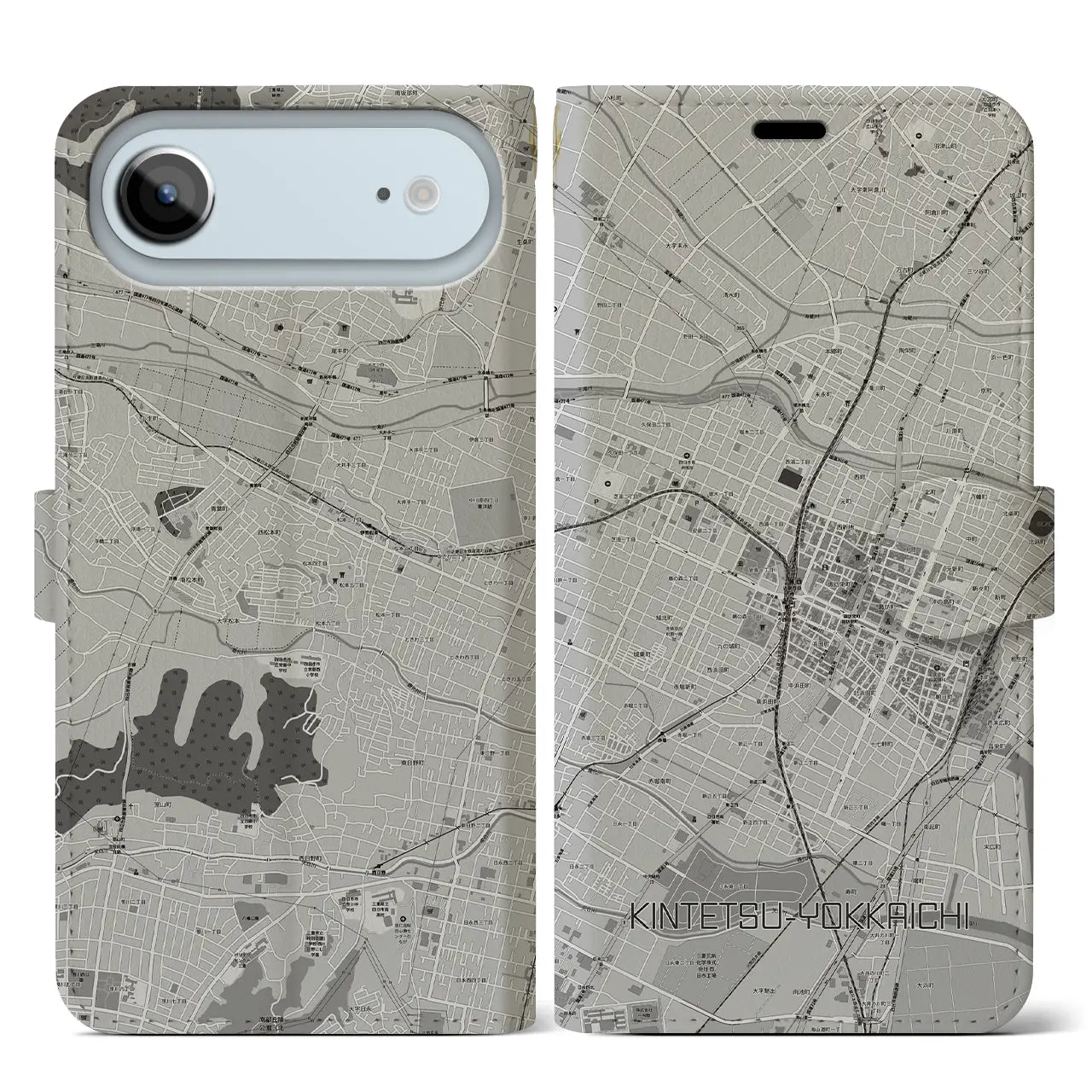 【近鉄四日市(三重県)】地図柄iPhoneケース(手帳タイプ)