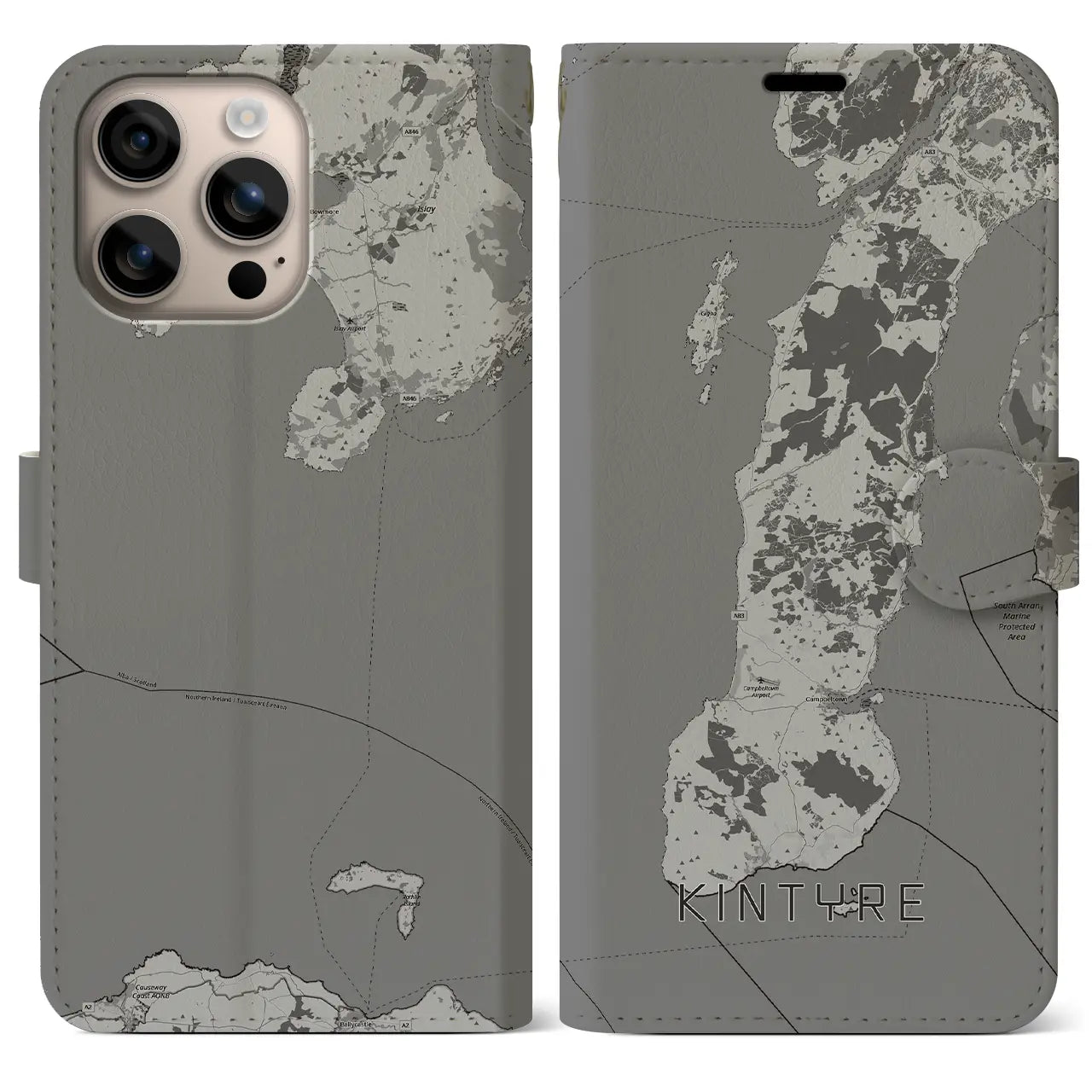 【キンタイア(イギリス)】地図柄iPhoneケース(手帳タイプ)