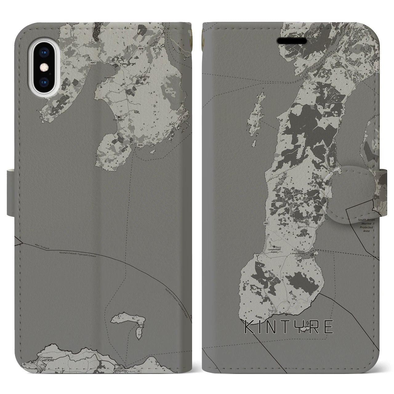 【キンタイア(イギリス)】地図柄iPhoneケース(手帳タイプ)