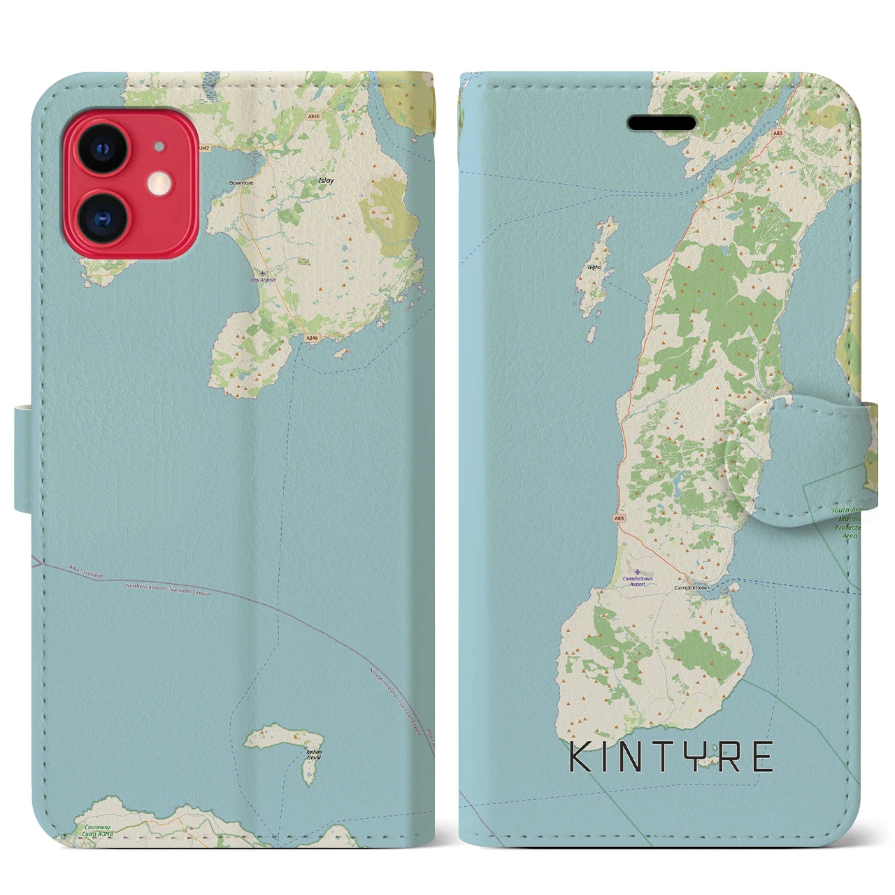 【キンタイア(イギリス)】地図柄iPhoneケース(手帳タイプ)