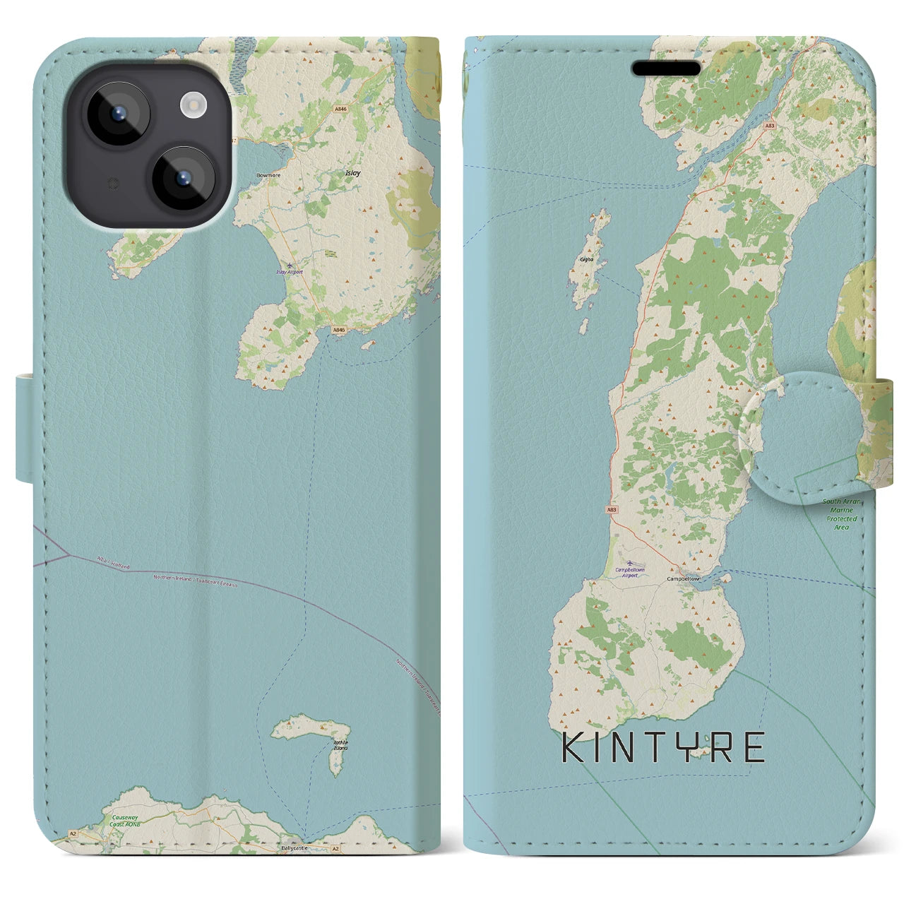 【キンタイア(イギリス)】地図柄iPhoneケース(手帳タイプ)