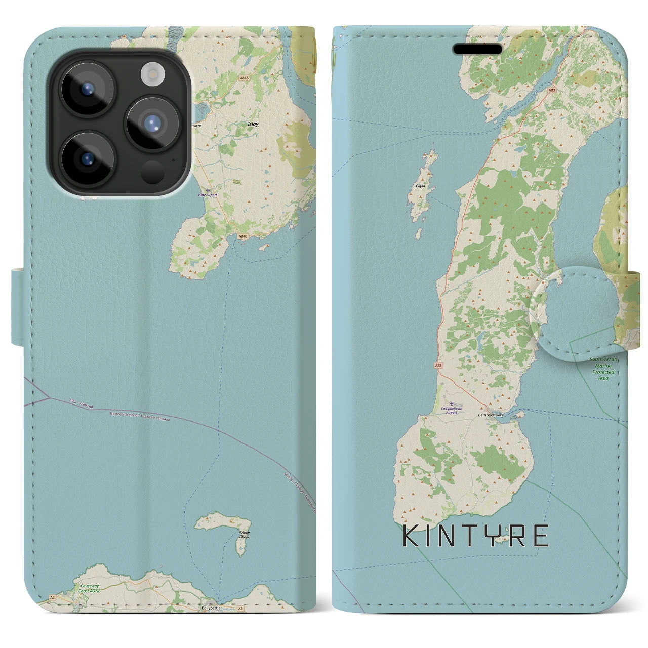 【キンタイア(イギリス)】地図柄iPhoneケース(手帳タイプ)