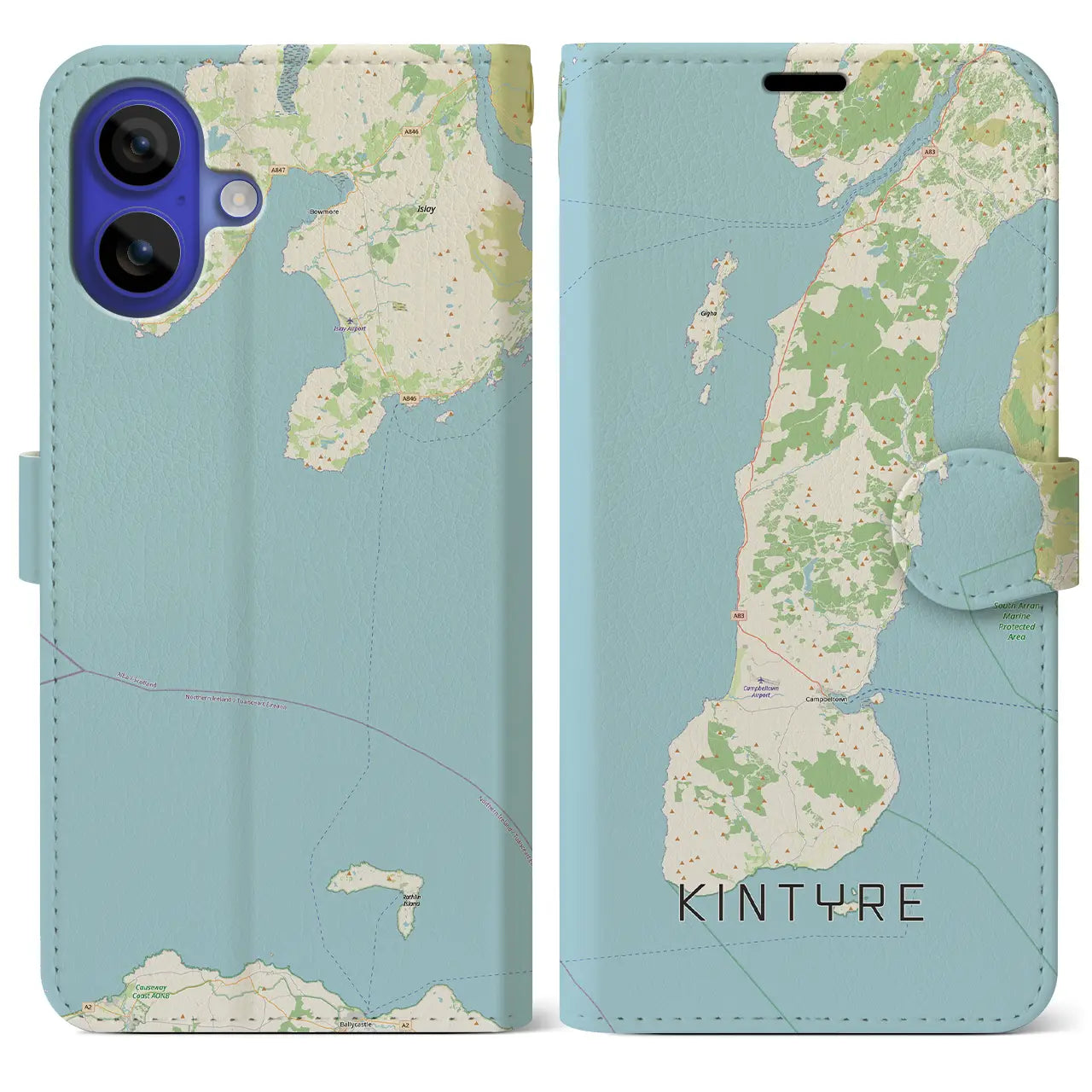【キンタイア(イギリス)】地図柄iPhoneケース(手帳タイプ)
