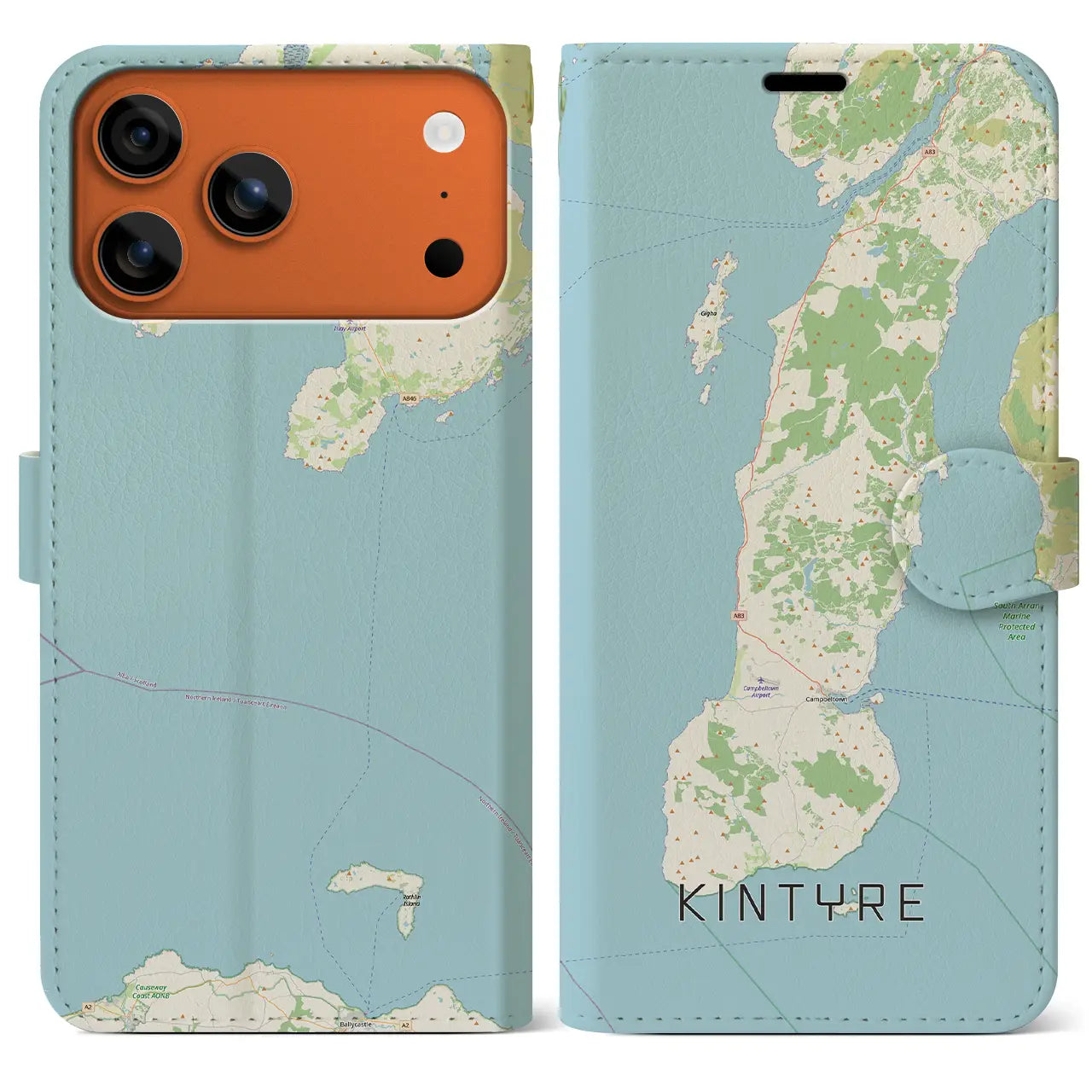 【キンタイア(イギリス)】地図柄iPhoneケース(手帳タイプ)