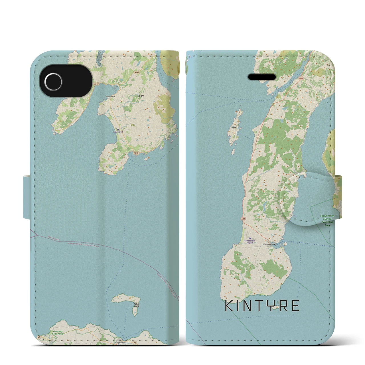 【キンタイア(イギリス)】地図柄iPhoneケース(手帳タイプ)