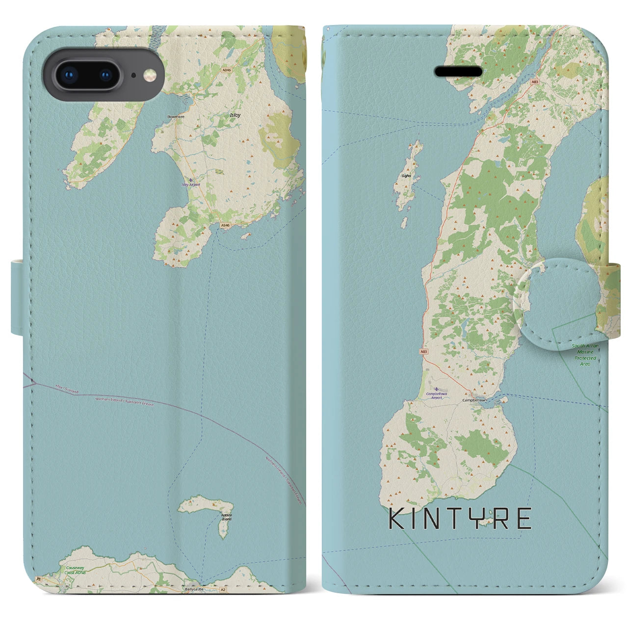 【キンタイア(イギリス)】地図柄iPhoneケース(手帳タイプ)