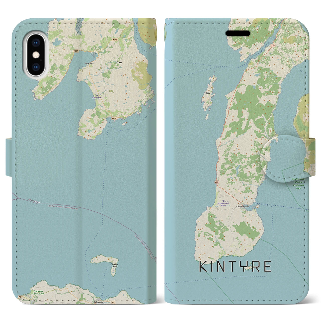 【キンタイア(イギリス)】地図柄iPhoneケース(手帳タイプ)