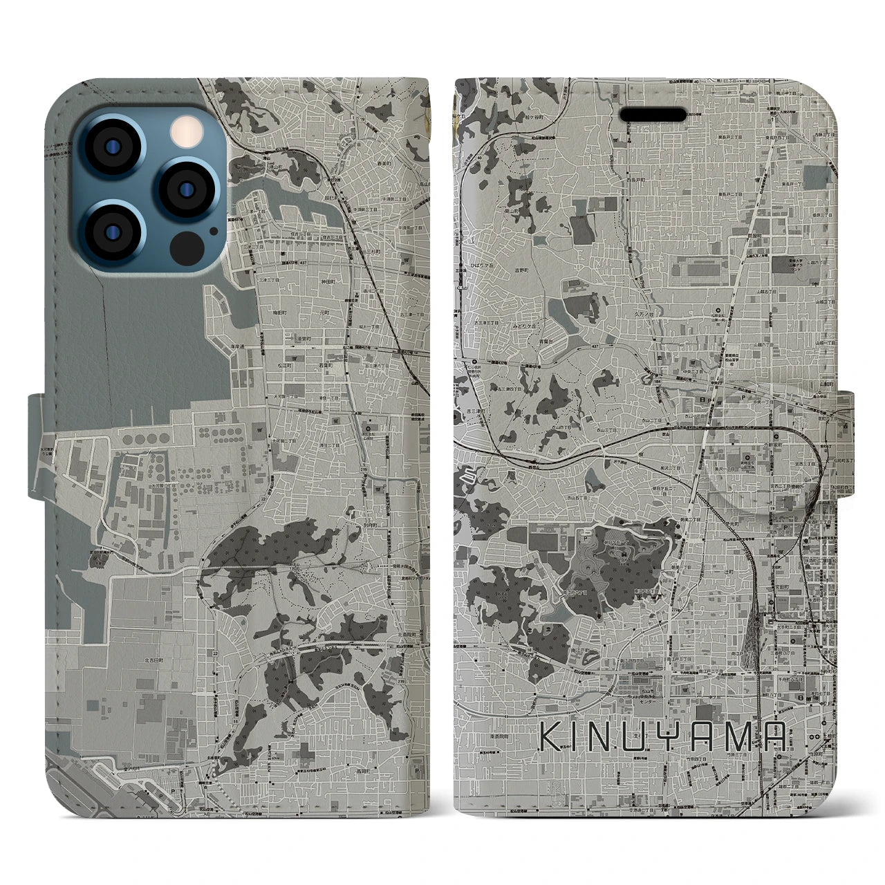 【衣山(愛媛県)】地図柄iPhoneケース(手帳タイプ)