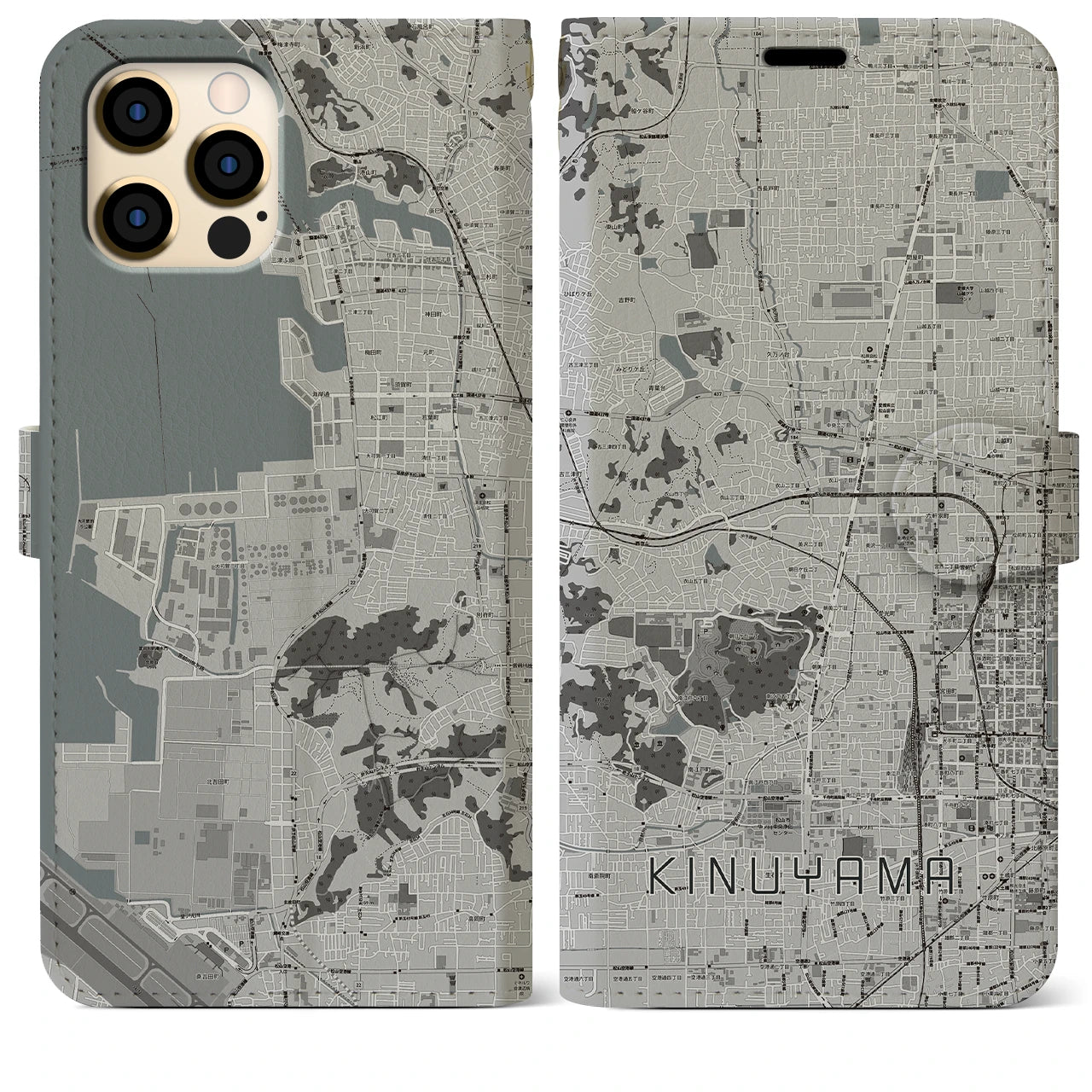 【衣山(愛媛県)】地図柄iPhoneケース(手帳タイプ)