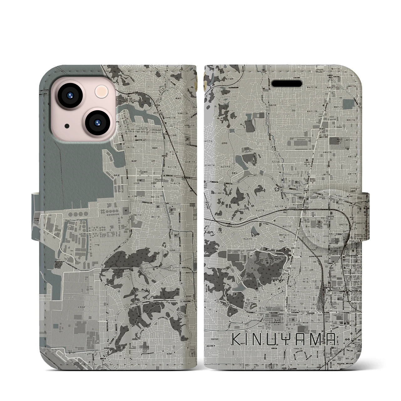 【衣山(愛媛県)】地図柄iPhoneケース(手帳タイプ)