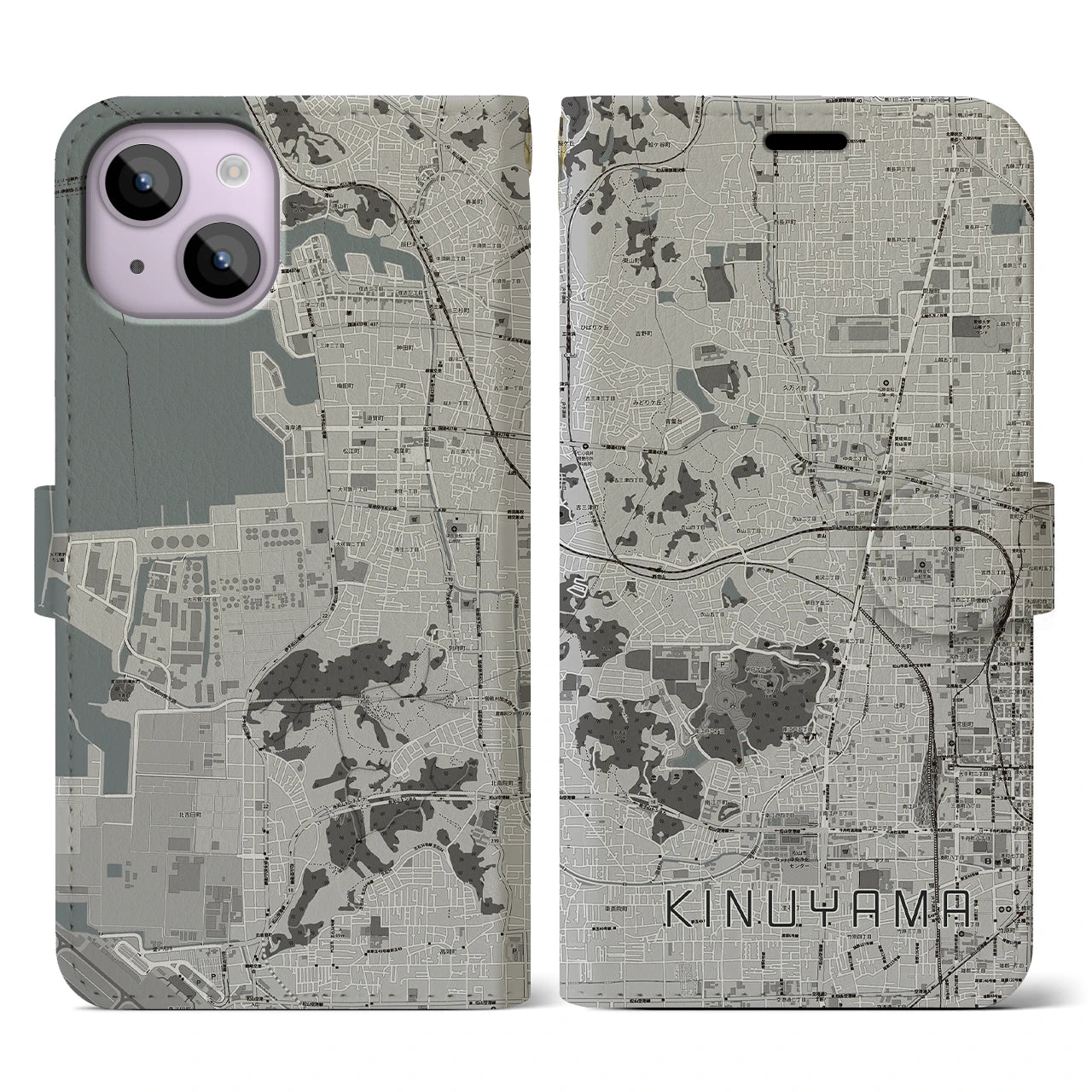 【衣山(愛媛県)】地図柄iPhoneケース(手帳タイプ)