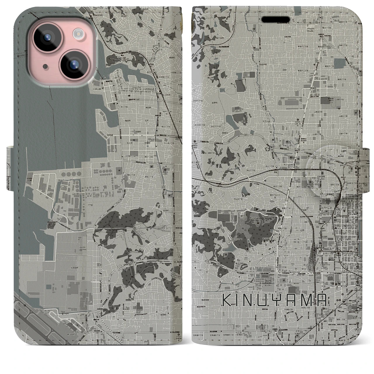 【衣山(愛媛県)】地図柄iPhoneケース(手帳タイプ)