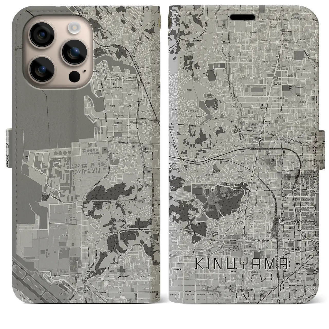 【衣山(愛媛県)】地図柄iPhoneケース(手帳タイプ)