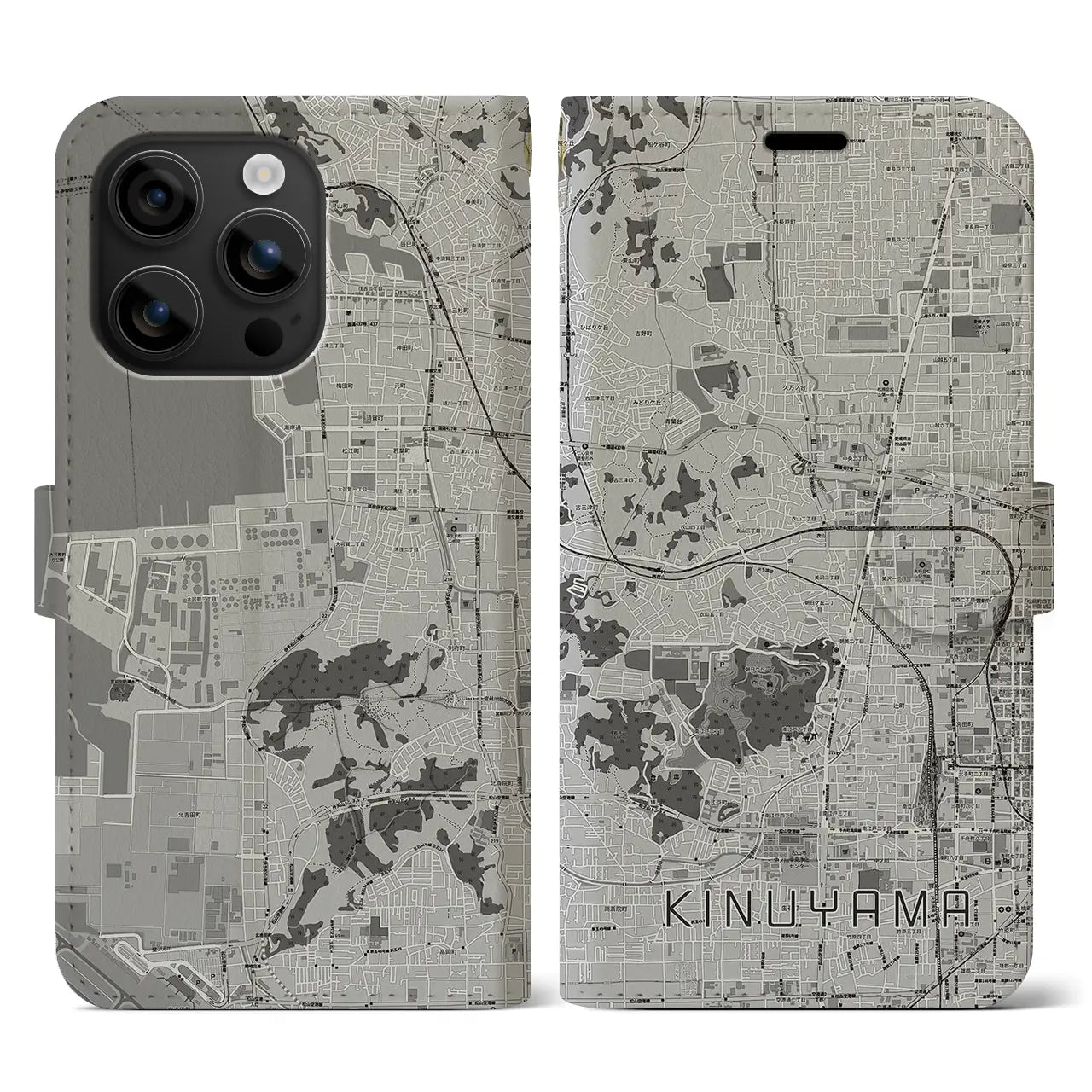 【衣山(愛媛県)】地図柄iPhoneケース(手帳タイプ)