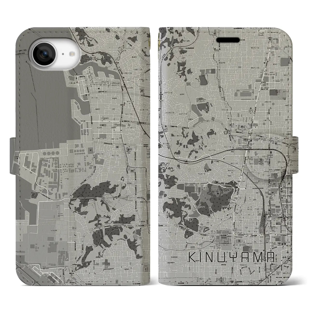 【衣山(愛媛県)】地図柄iPhoneケース(手帳タイプ)