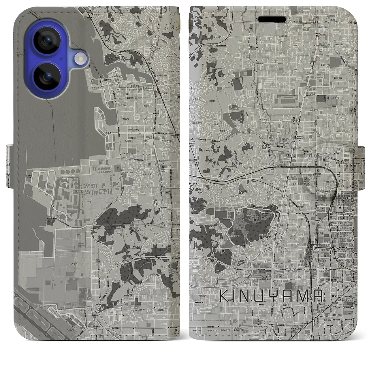 【衣山(愛媛県)】地図柄iPhoneケース(手帳タイプ)