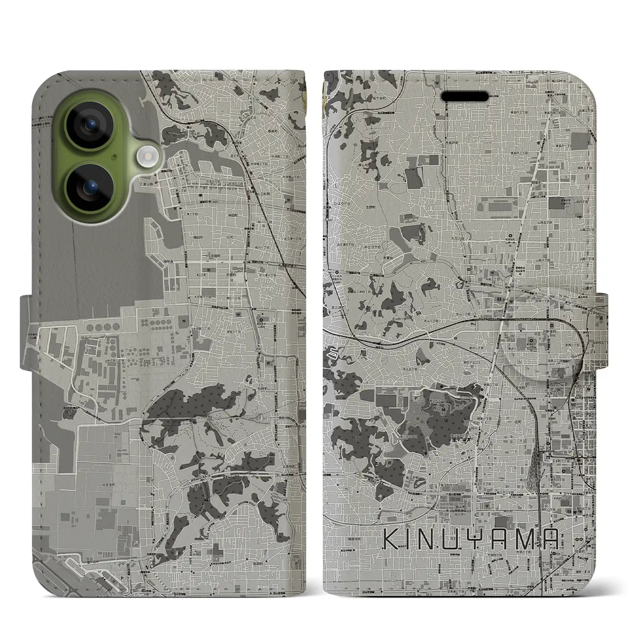 【衣山(愛媛県)】地図柄iPhoneケース(手帳タイプ)