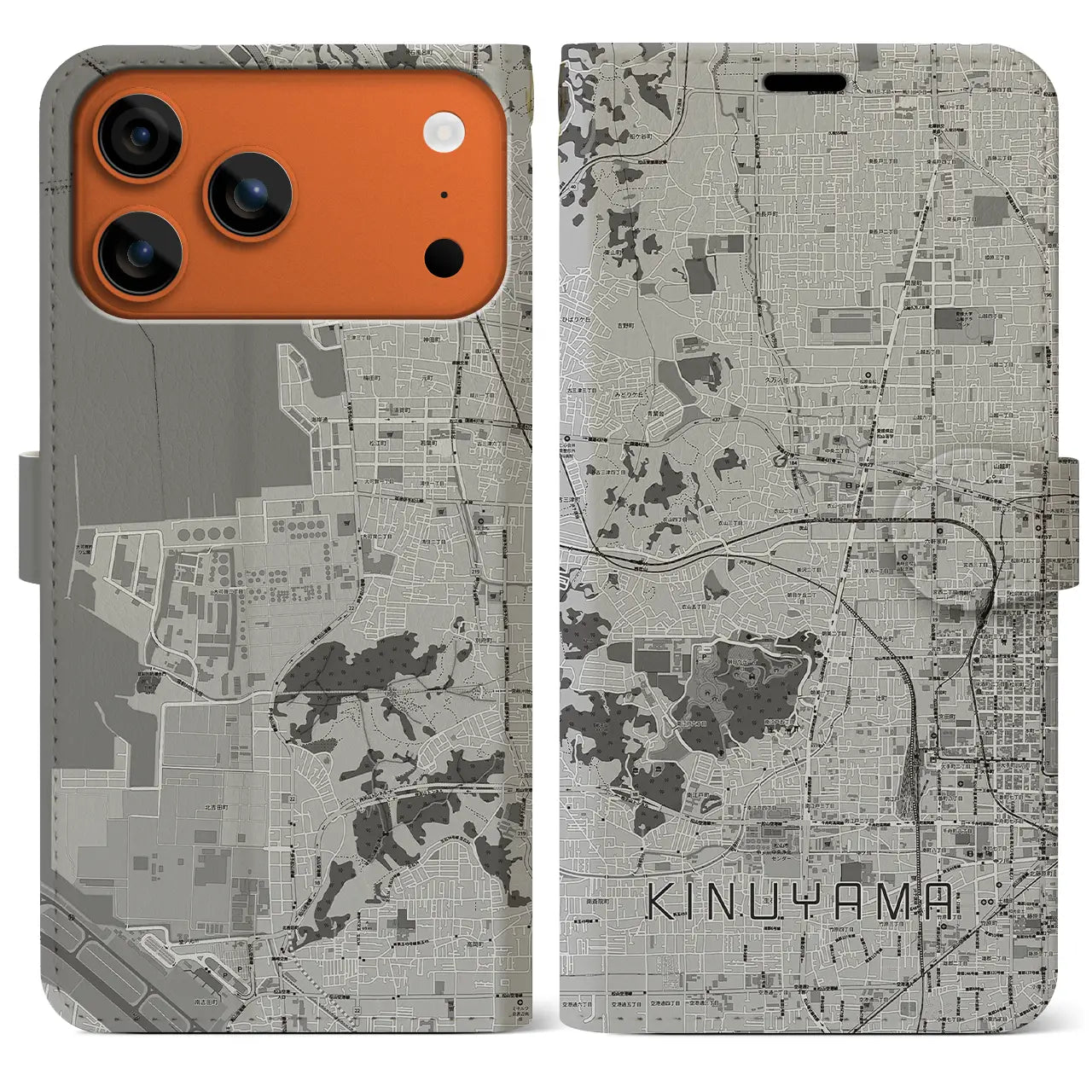 【衣山(愛媛県)】地図柄iPhoneケース(手帳タイプ)