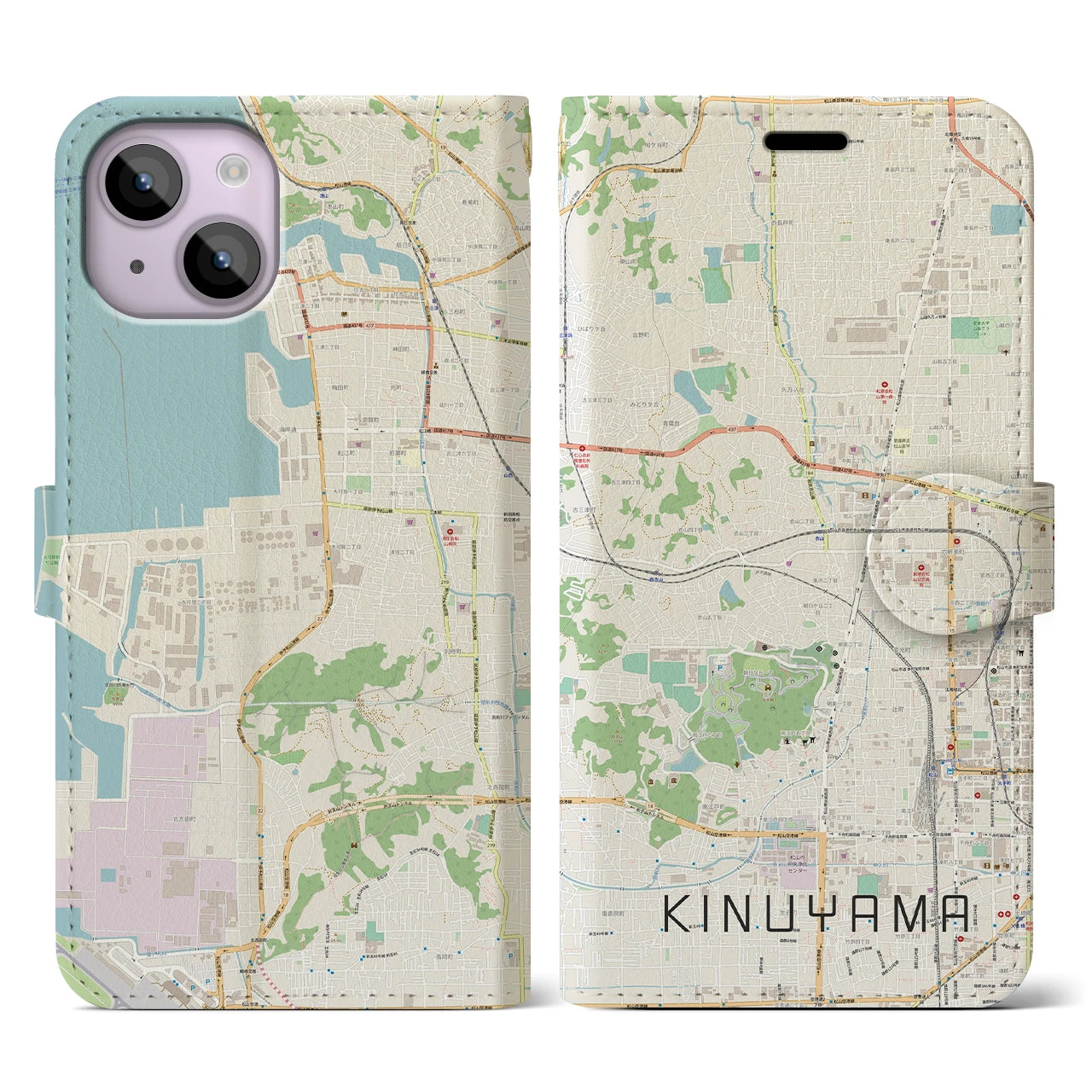 【衣山(愛媛県)】地図柄iPhoneケース(手帳タイプ)