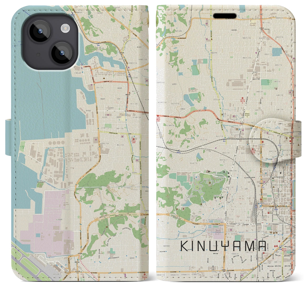 【衣山(愛媛県)】地図柄iPhoneケース(手帳タイプ)