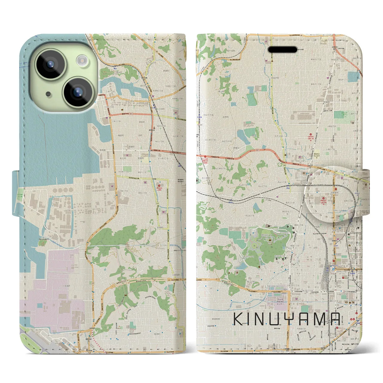 【衣山(愛媛県)】地図柄iPhoneケース(手帳タイプ)