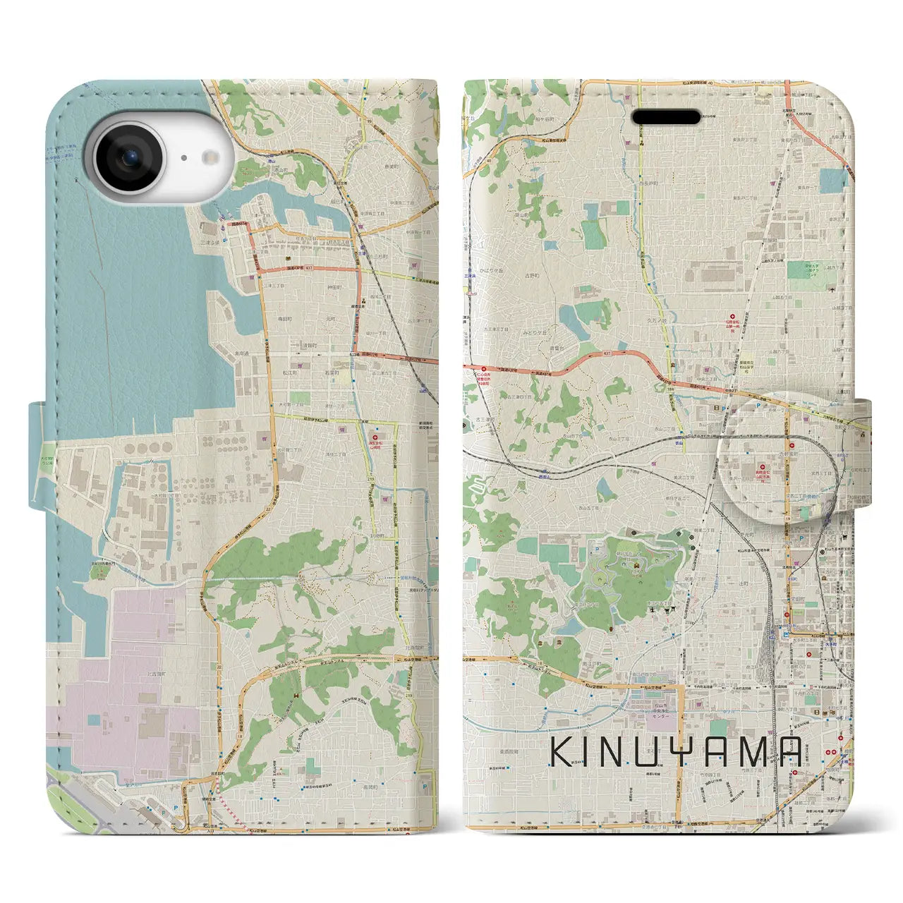 【衣山(愛媛県)】地図柄iPhoneケース(手帳タイプ)