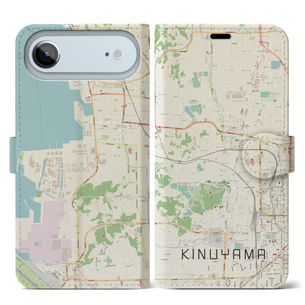 【衣山(愛媛県)】地図柄iPhoneケース(手帳タイプ)