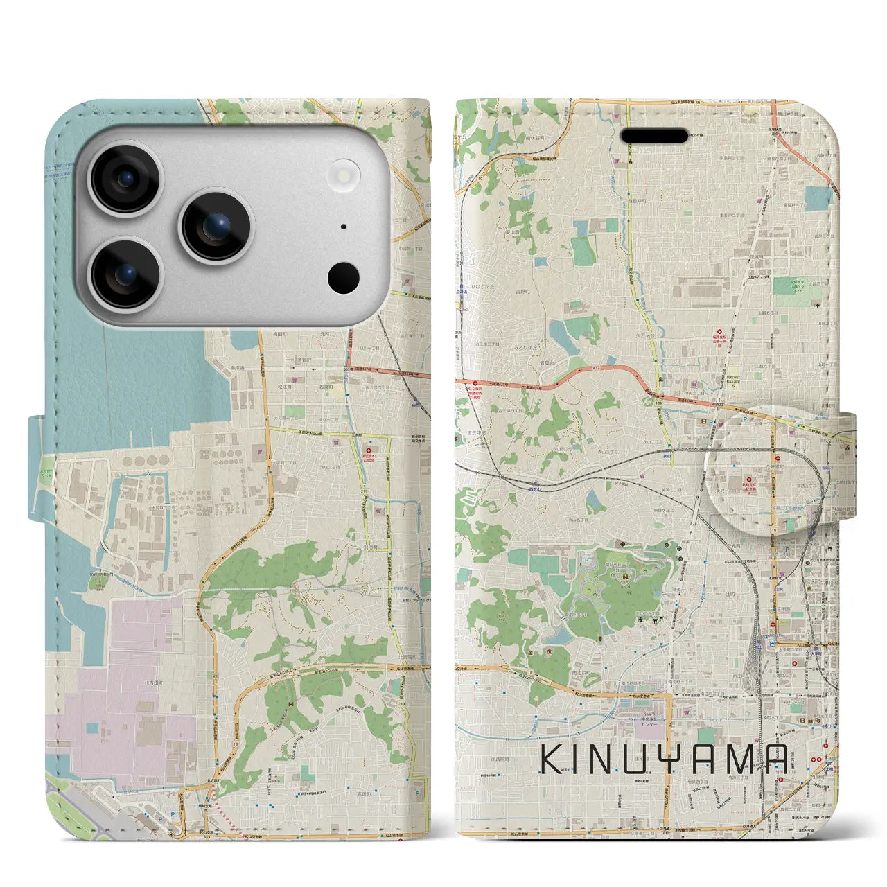 【衣山(愛媛県)】地図柄iPhoneケース(手帳タイプ)