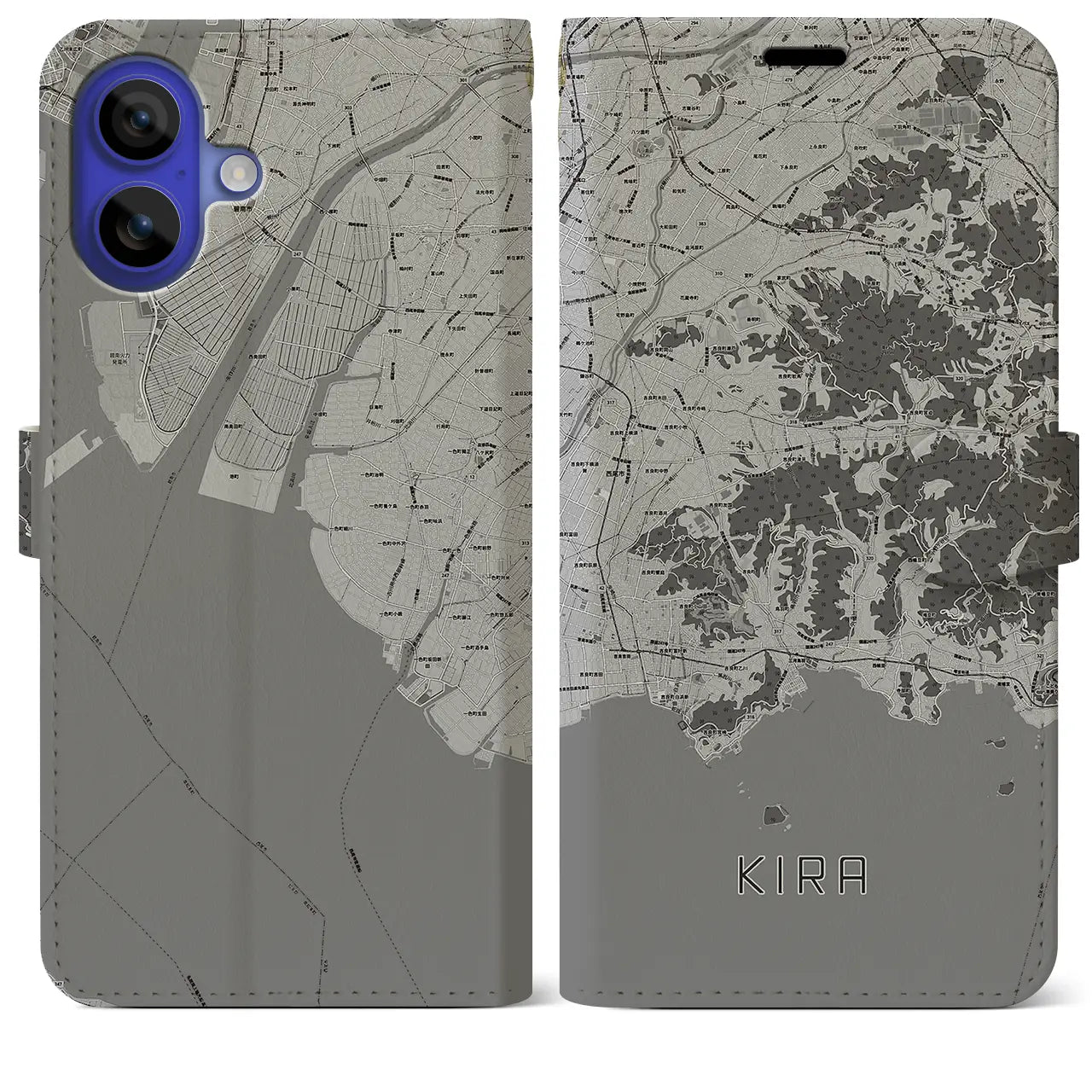 【吉良(愛知県)】地図柄iPhoneケース(手帳タイプ)