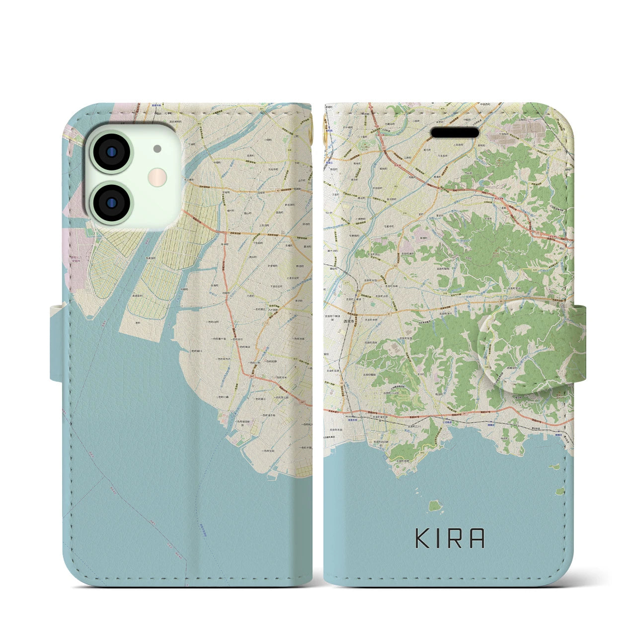 【吉良(愛知県)】地図柄iPhoneケース(手帳タイプ)