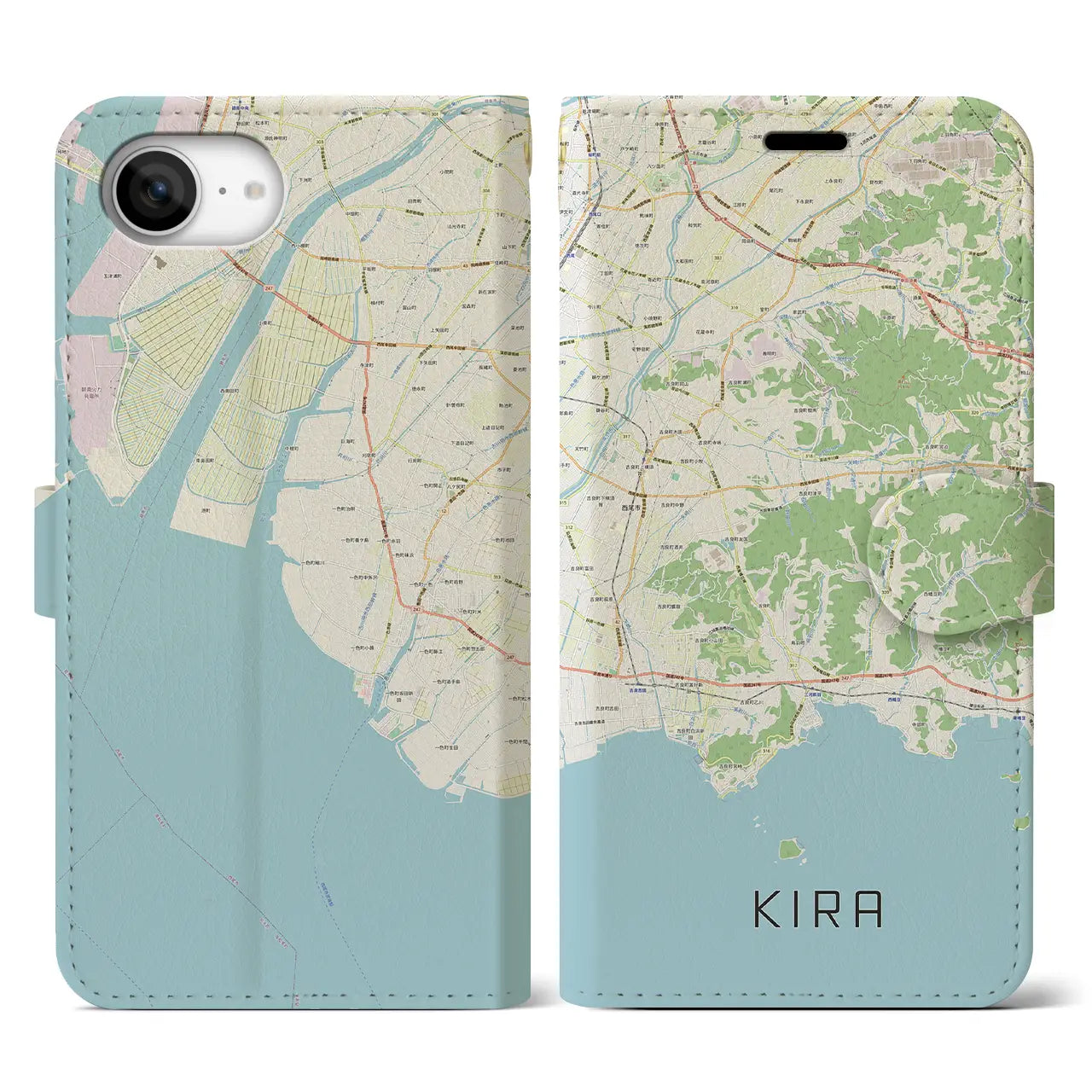 【吉良(愛知県)】地図柄iPhoneケース(手帳タイプ)