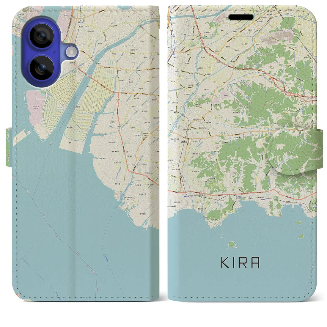 【吉良(愛知県)】地図柄iPhoneケース(手帳タイプ)ナチュラル・iPhone 16 Pro Max 用