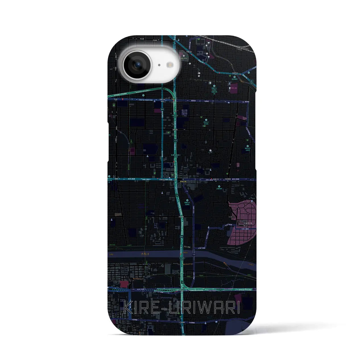 【喜連瓜破(大阪府)】地図柄iPhoneケース(バックカバータイプ)