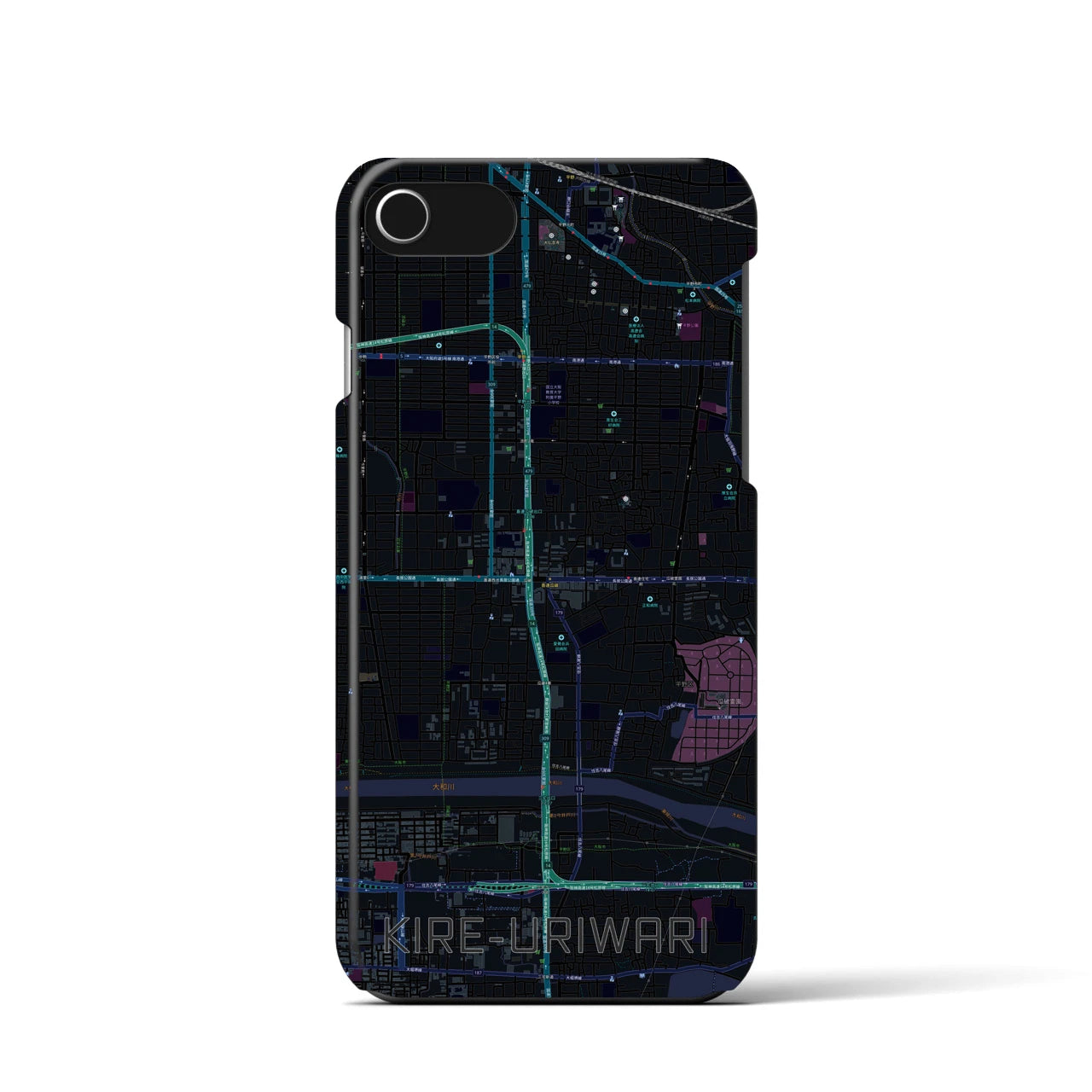 【喜連瓜破(大阪府)】地図柄iPhoneケース(バックカバータイプ)