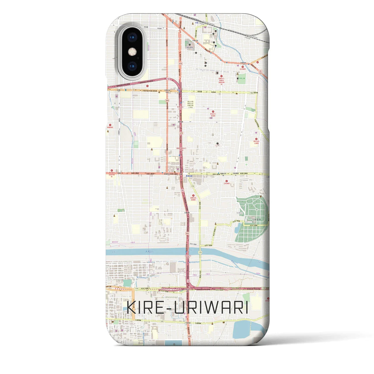 【喜連瓜破(大阪府)】地図柄iPhoneケース(バックカバータイプ)