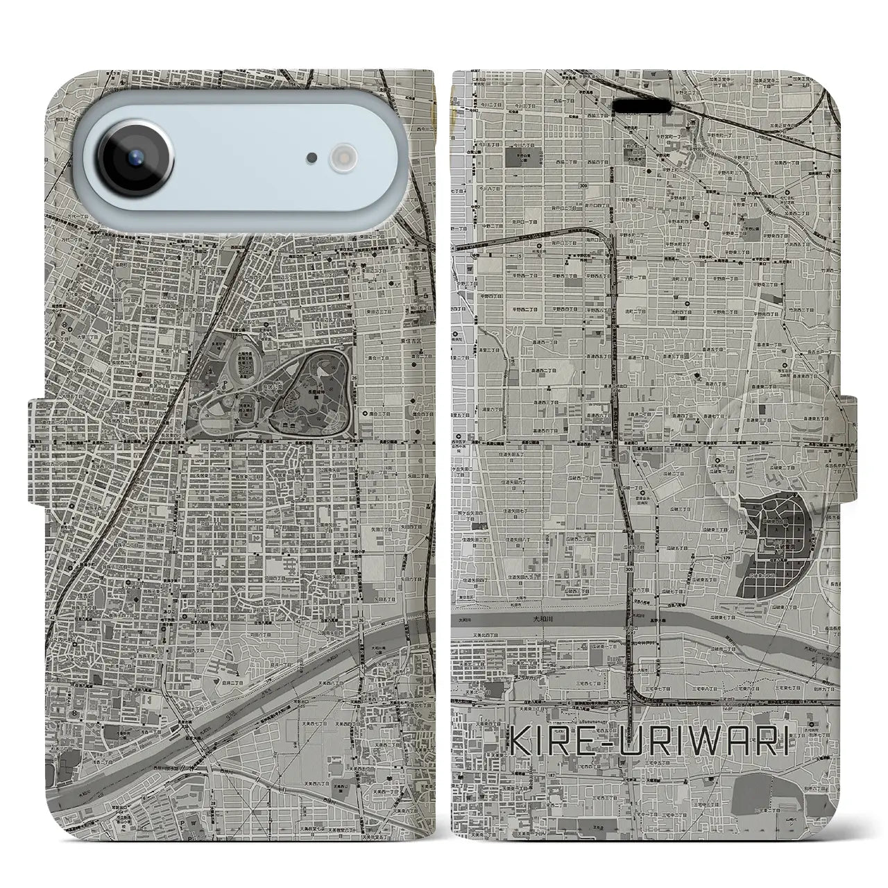 【喜連瓜破(大阪府)】地図柄iPhoneケース(手帳タイプ)