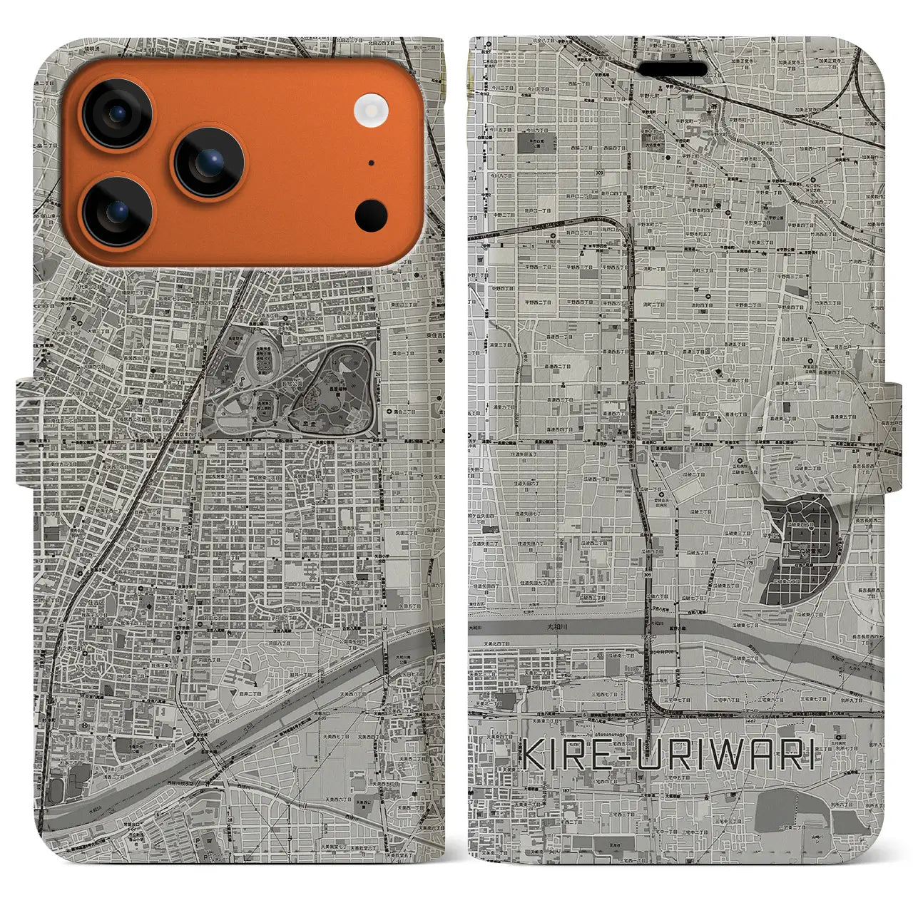 【喜連瓜破(大阪府)】地図柄iPhoneケース(手帳タイプ)