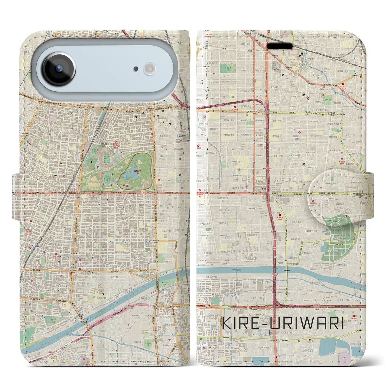 【喜連瓜破(大阪府)】地図柄iPhoneケース(手帳タイプ)