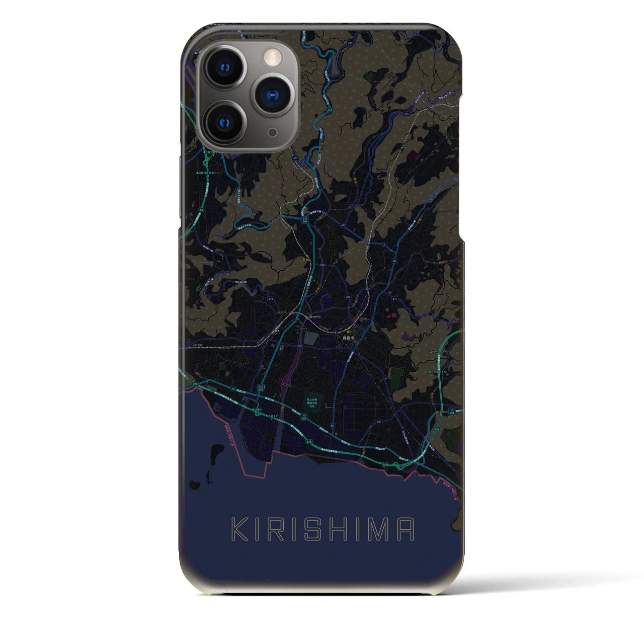【霧島(鹿児島県)】地図柄iPhoneケース(バックカバータイプ)