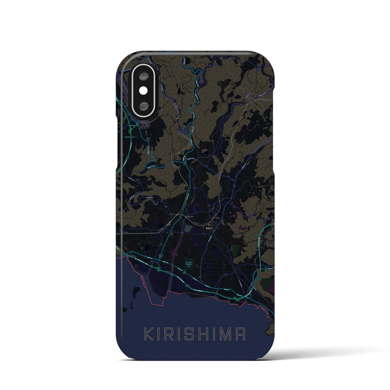 【霧島(鹿児島県)】地図柄iPhoneケース(バックカバータイプ)