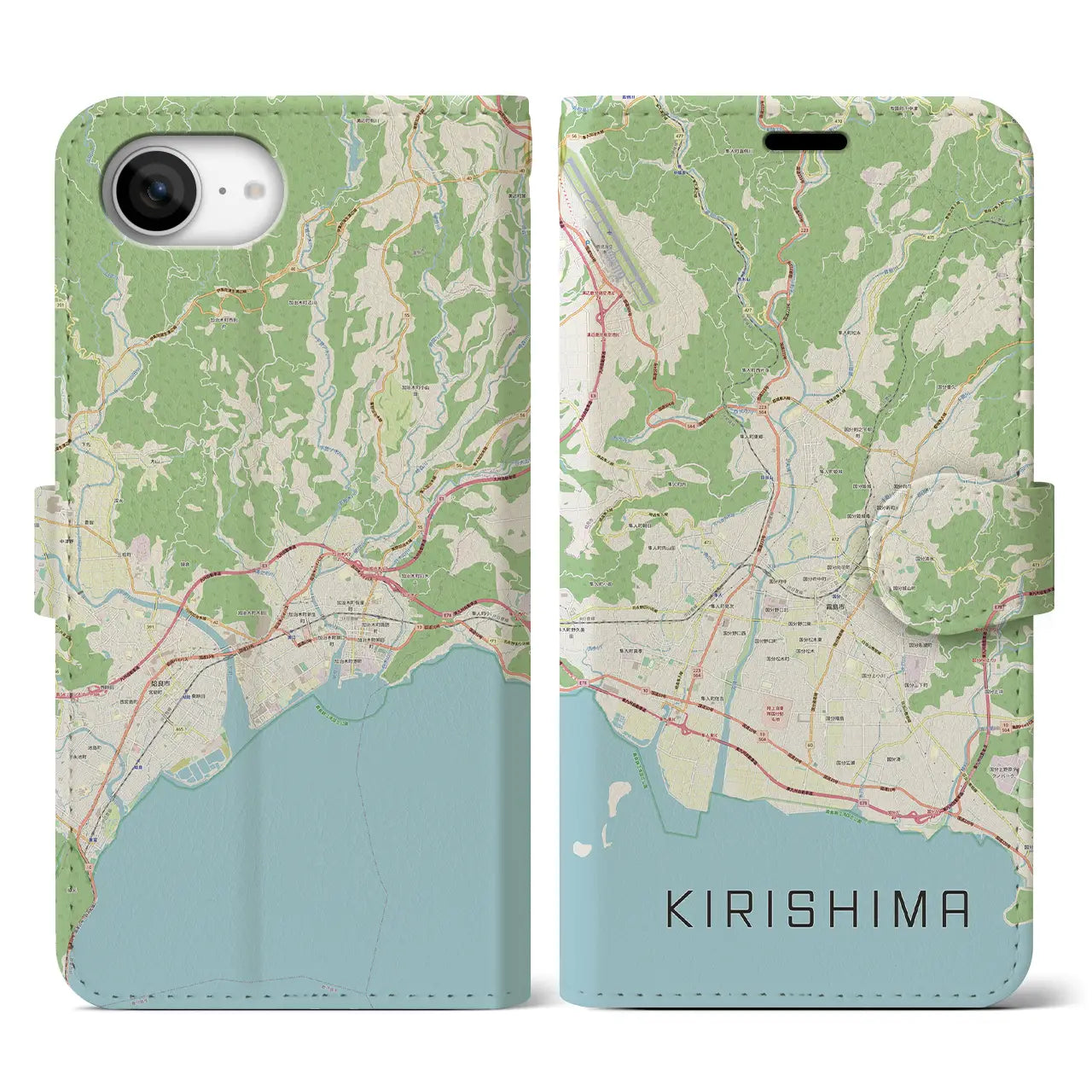 【霧島(鹿児島県)】地図柄iPhoneケース(手帳タイプ)