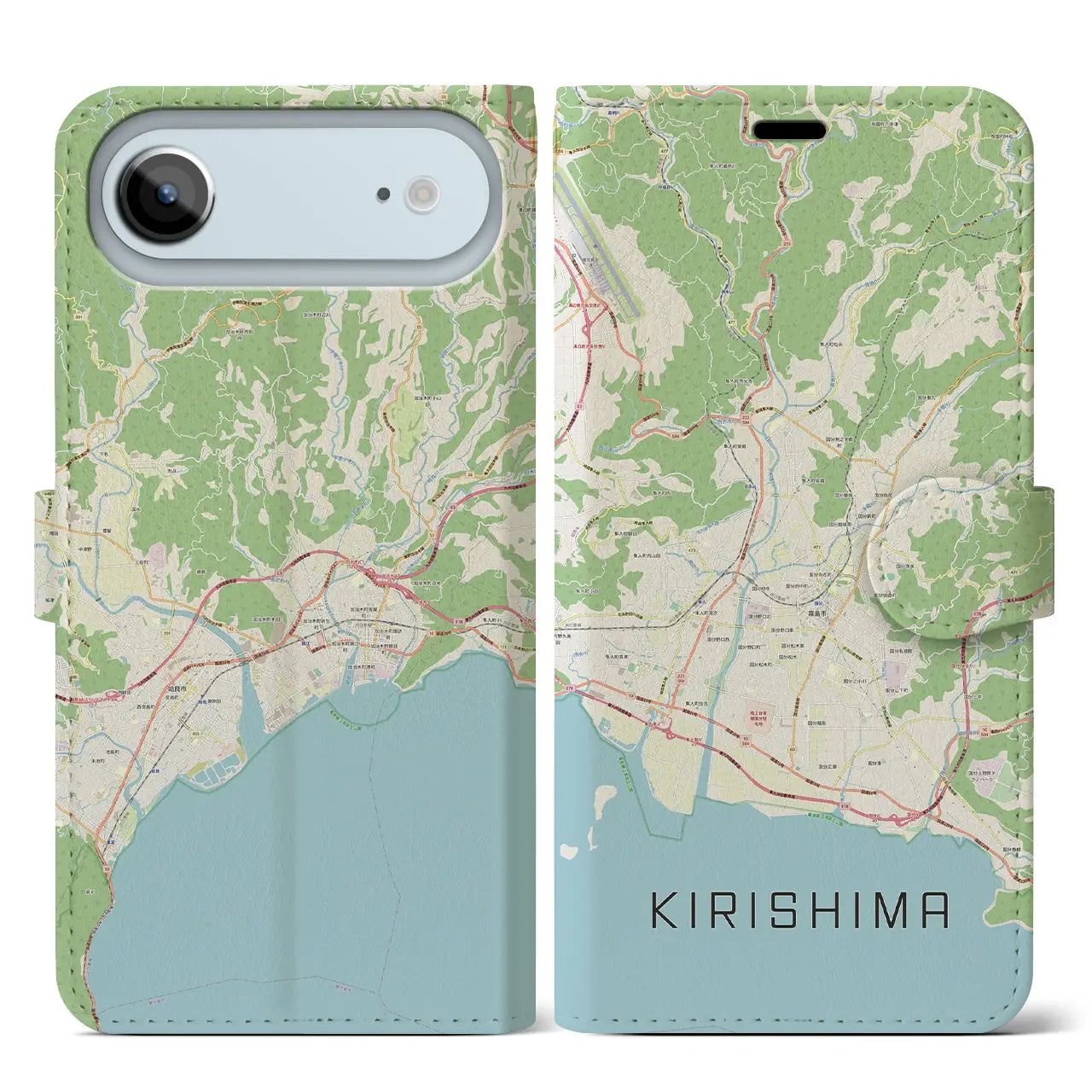 【霧島(鹿児島県)】地図柄iPhoneケース(手帳タイプ)