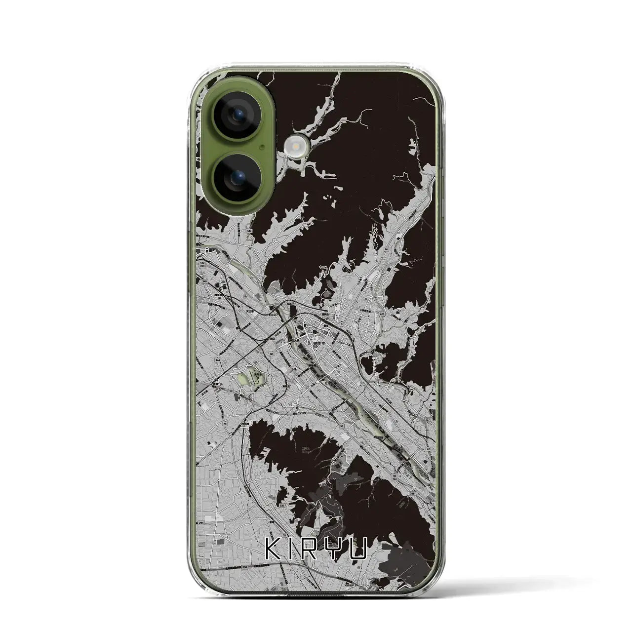 【桐生(群馬県)】地図柄iPhoneケース(クリアタイプ)モノトーン・iPhone 17 Pro Max 用