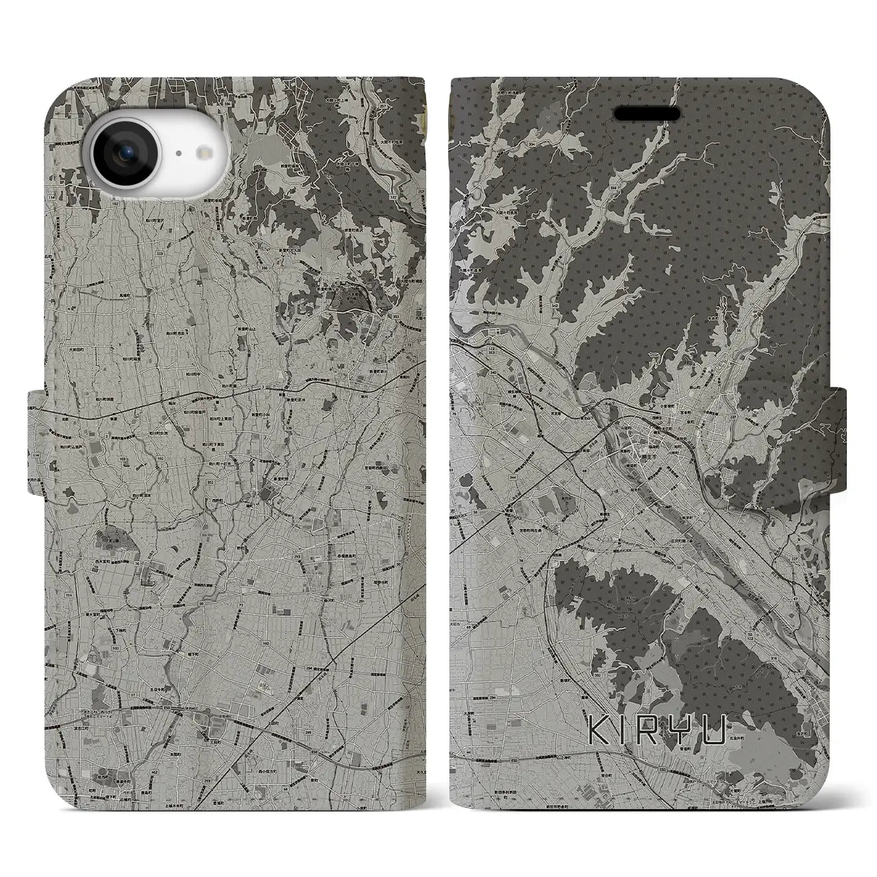 【桐生(群馬県)】地図柄iPhoneケース(手帳タイプ)