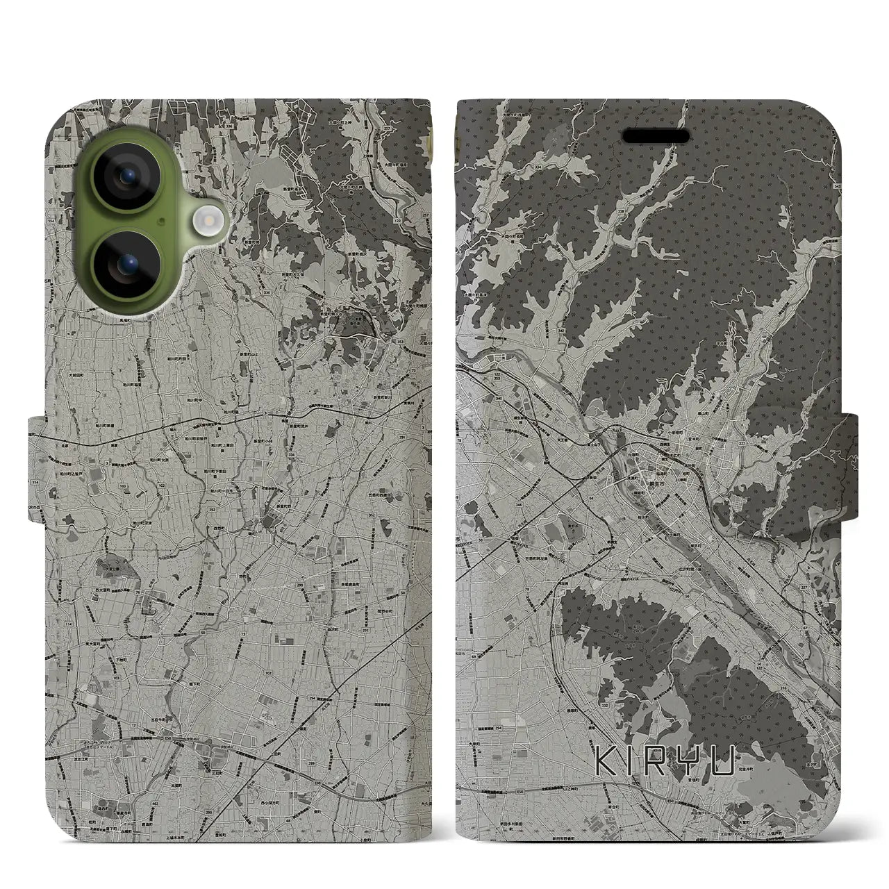 【桐生(群馬県)】地図柄iPhoneケース(手帳タイプ)